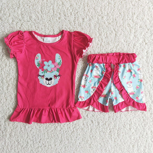 Pink rabbit ruffles Shorts sets