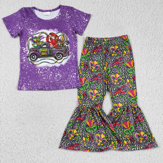 Baby Girls Mardi Gras Purple Lobster Pants clothes sets
