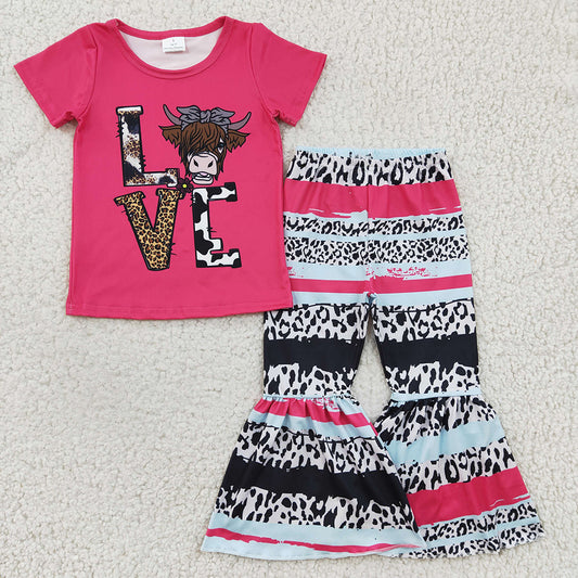 Baby Girls Love Cow Bell Pants clothes sets