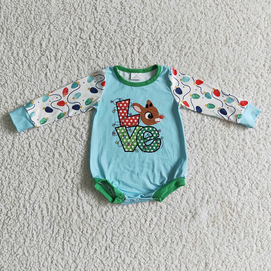 Baby girls Christmas love deer long sleeve rompers