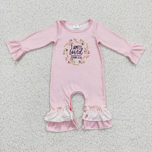 Baby Girls Pink Floral I am loved Rompers