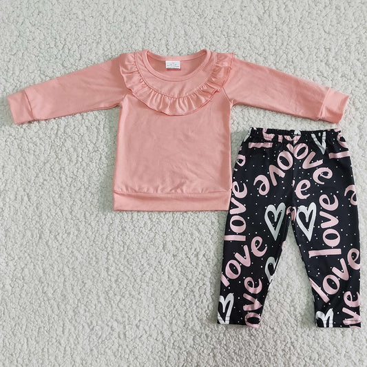 Long sleeve Valentines top love pants sets