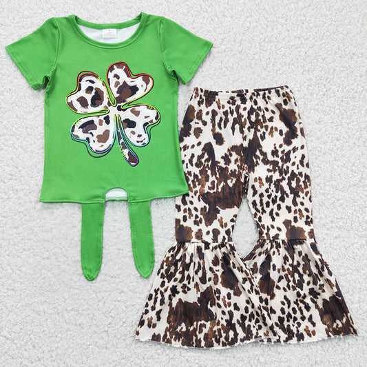 Baby Girls St Patric Day Cowhide Bell pants sets