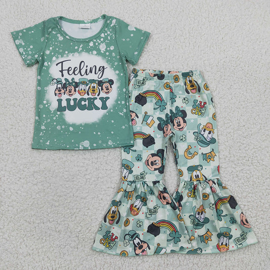 Baby Girls St Patrick Day Cartoon Bell Pants Clothes Sets