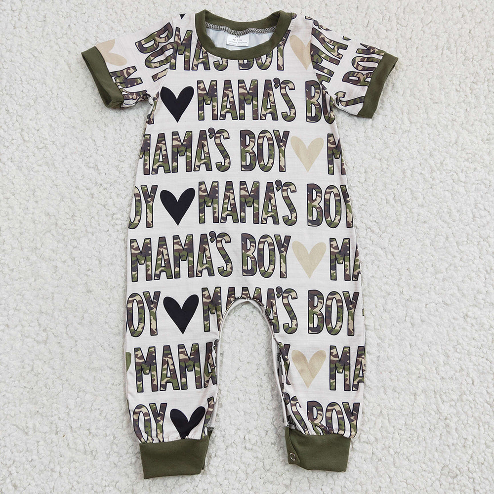 Baby Boys Mama's Boy Green Pockets rompers