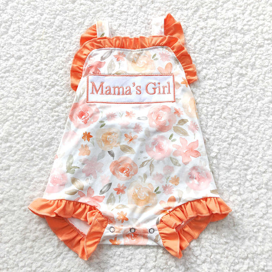 Baby Mommy's Girl Orange Flowers Rompers