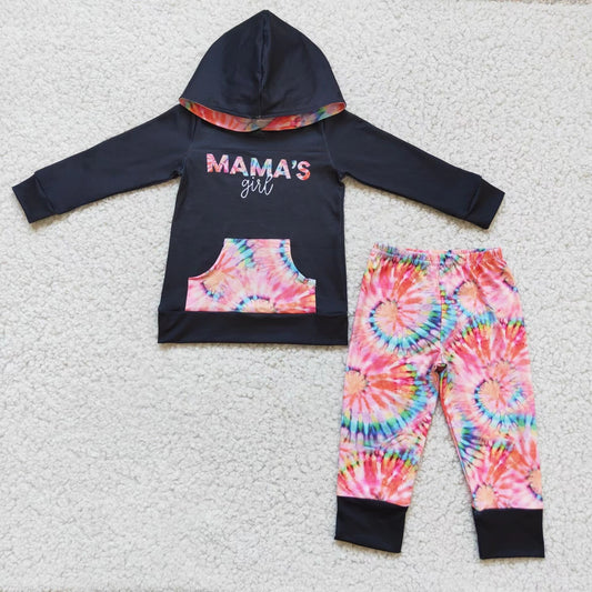 Children Mama's girl tie dye hoodie sets