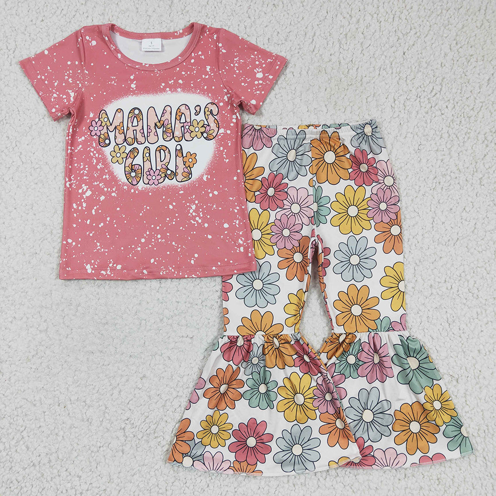 Baby Mama's Girl Flowers Bell Pants sets