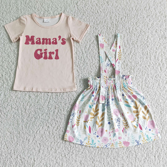 Baby girls mama's girl suspender skirt sets