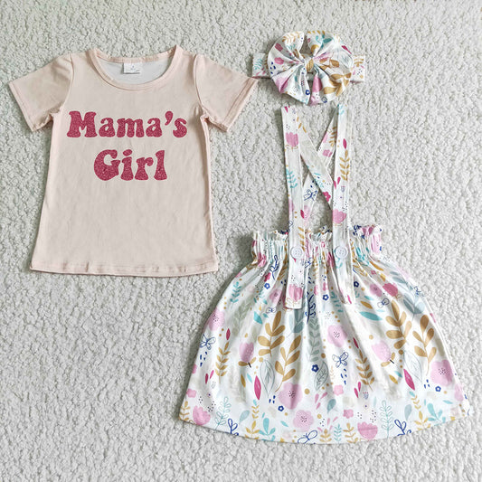 Baby girls mama's girl suspender skirt sets