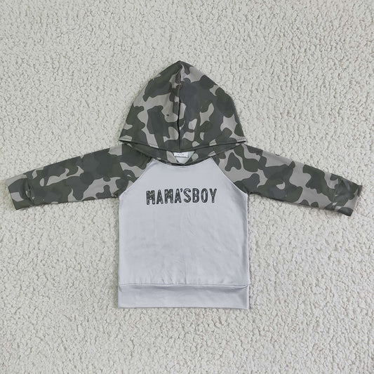 Baby boys mama's boy camo hoodie shirt tops
