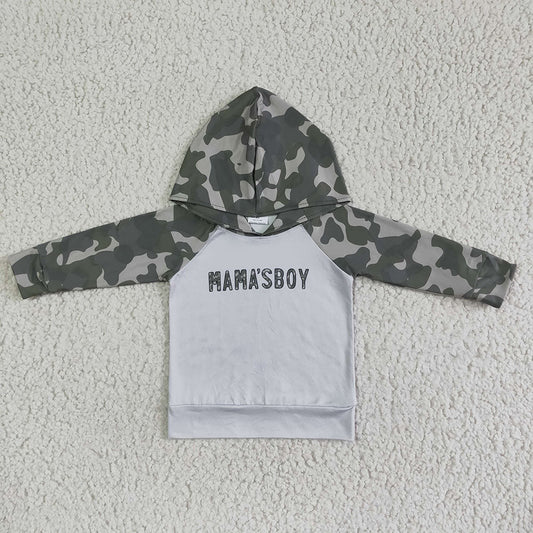 Baby boys mama's boy camo hooded shirt tops