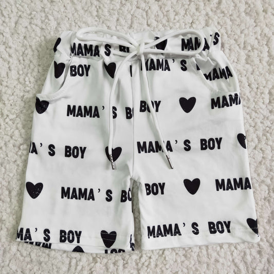 Baby mama's boy heart summer tie shorts