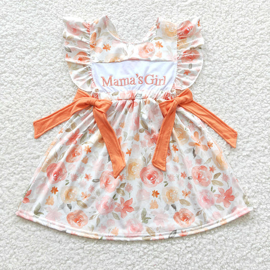 Baby Girls Mama's Girl Orange Floral Knee Length Dresses
