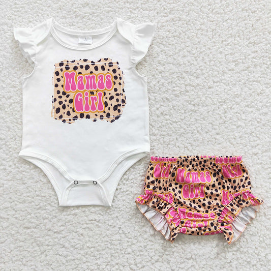 Baby Mama's Girl Leopard Rompers Bummie Sets