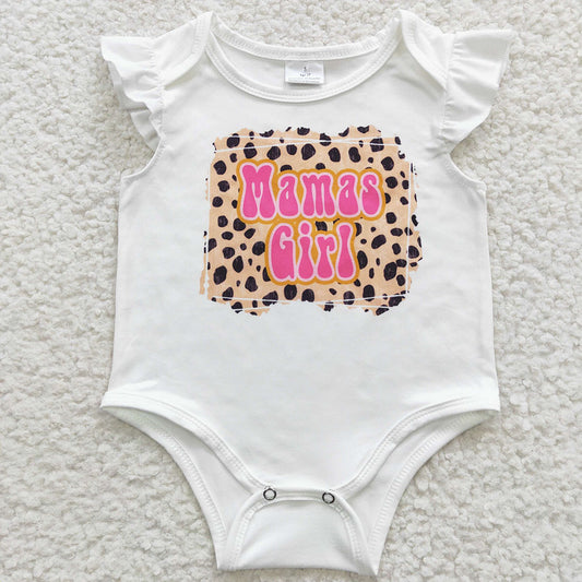 Baby Infant Flutter Sleeve Mama's Girl Leopard Rompers