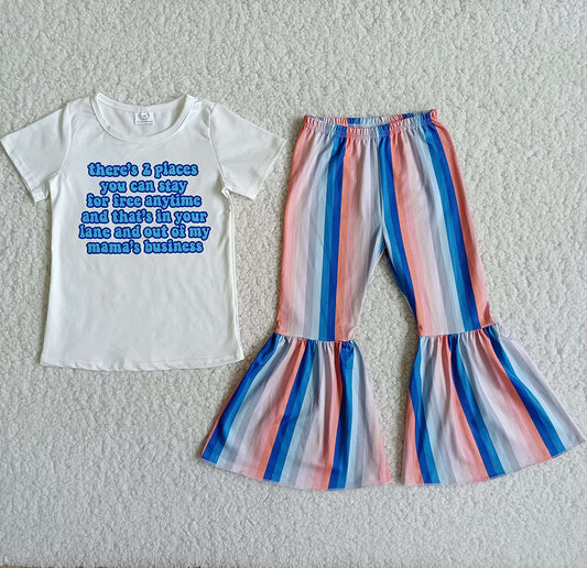 white shirt with Words stripe set