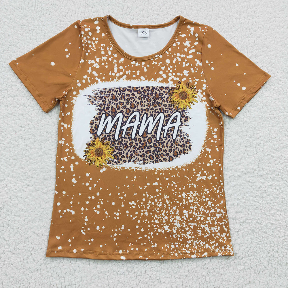 Women Adult Mama leopard Sunflowers Shirts