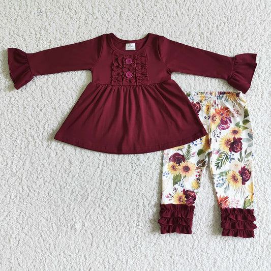 Baby Girls maroon floral icing legging clothes