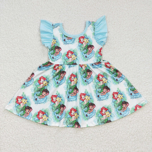 Baby Girls Mermaid Flutter Sleeve Twirl Knee Kength Dresses