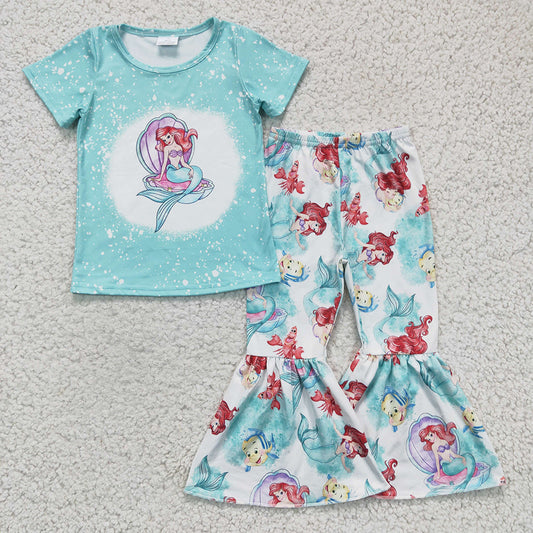 Baby Girls Mermaid Cartoon Bell Pants clothes sets