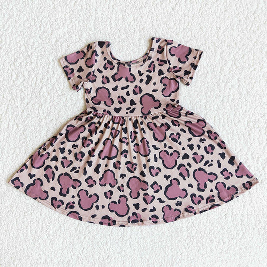 Baby girls cartoon animal brown dresses