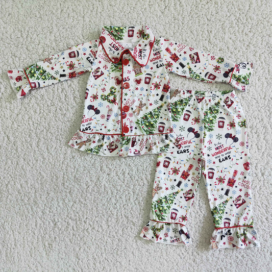 Girls Christmas cartoon pajamas