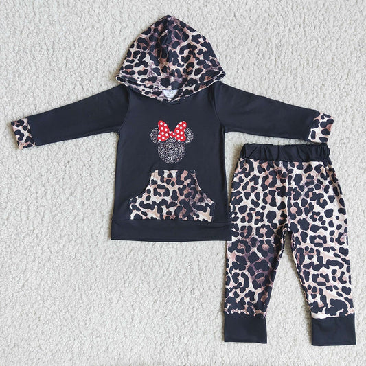 Leopard cartoon mouse hoodie sets