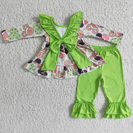 Girls Bow Green pants sets