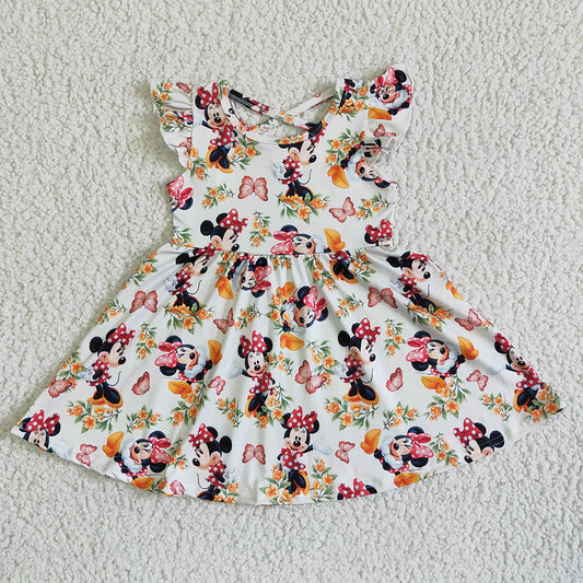 Baby girls summer cartoon floral cross dresses