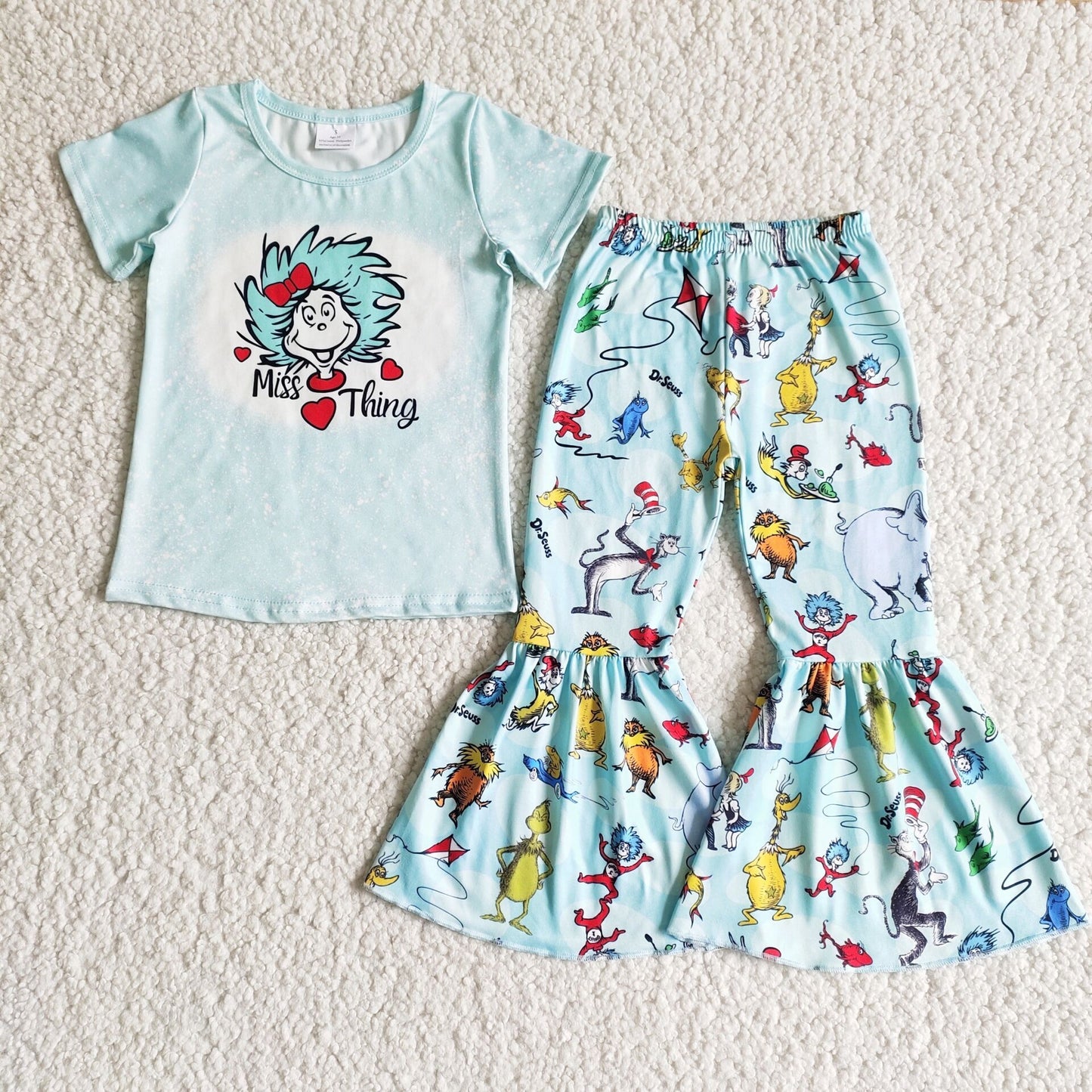 B3-25 Baby Girls dr school blue color miss thing bell pants sets