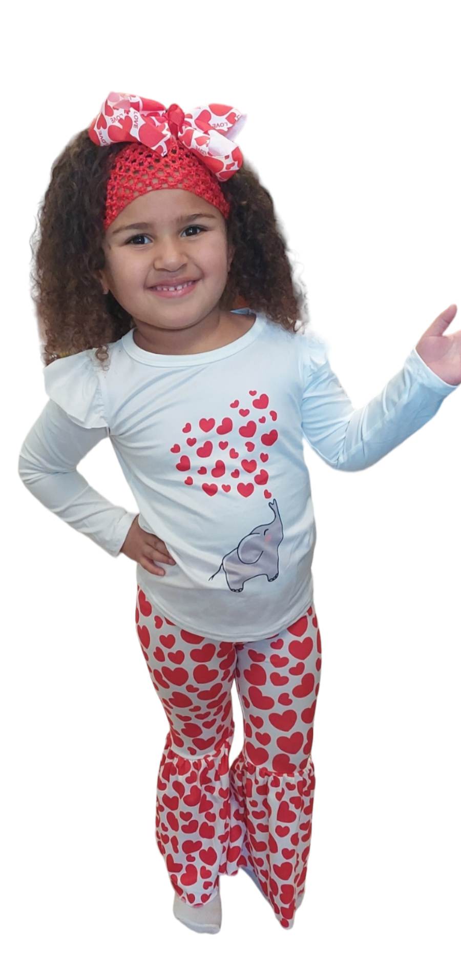 Baby Girls Valentines Elephant Bell Pants clothes sets
