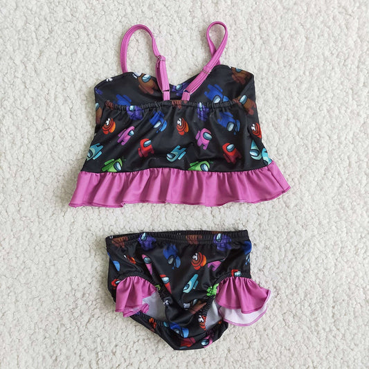 Baby Girls summer cartoon game 2pcs swimsuits