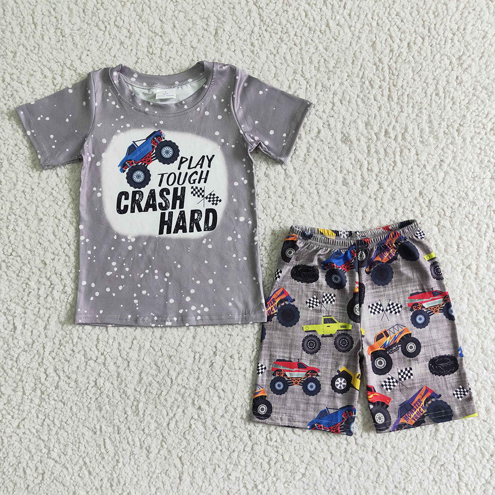 Baby boys monster truck shorts sets