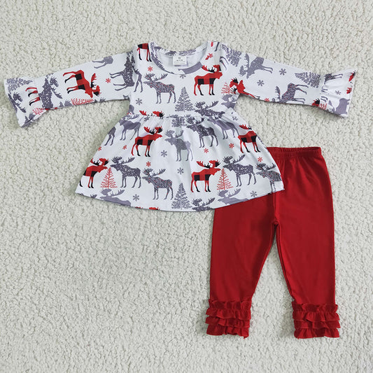 Baby girls Christmas moose legging sets