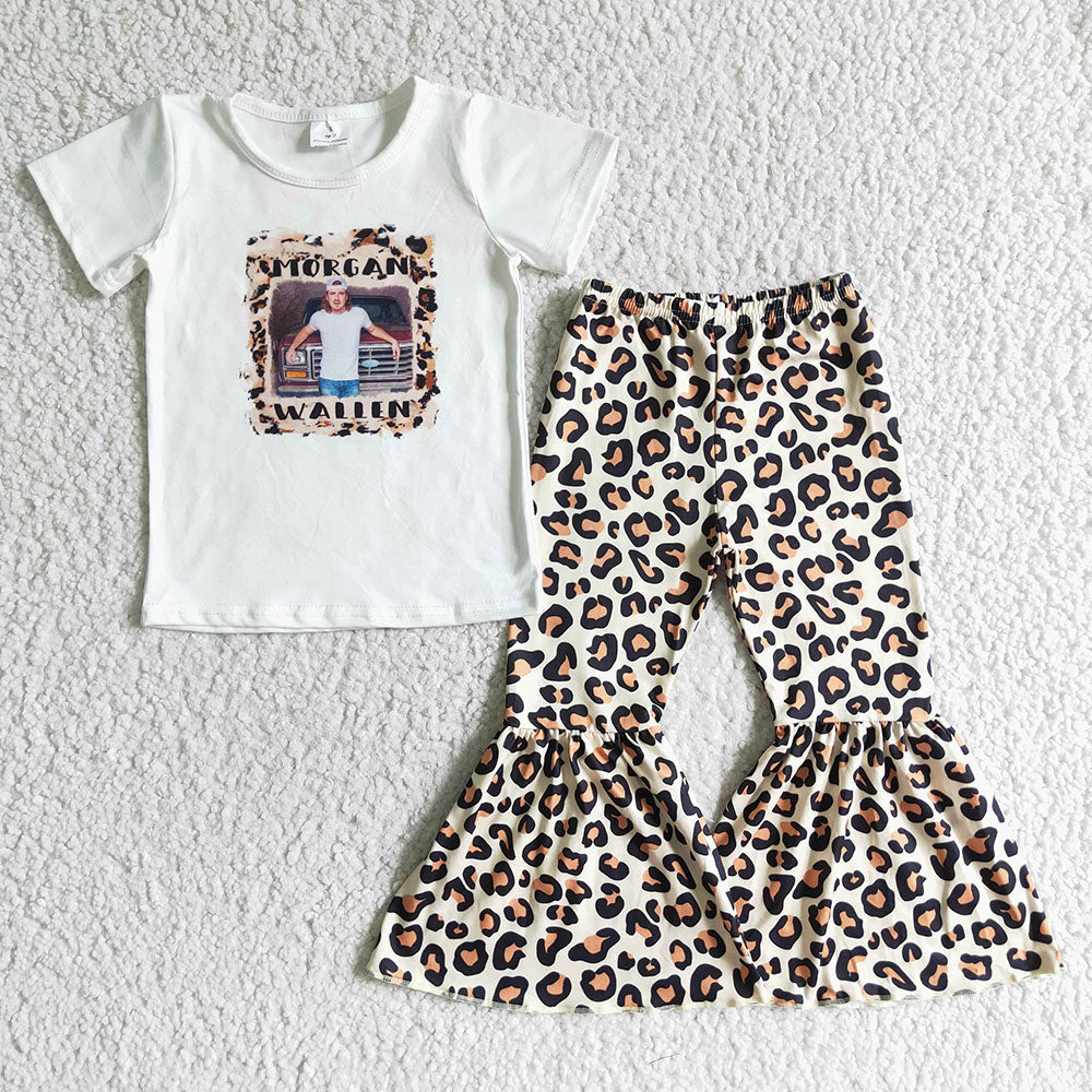 Men Singer leopard bell pants children clothes sets