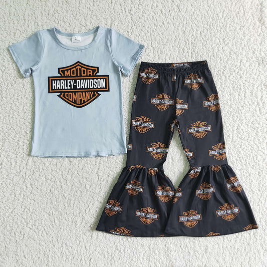 Baby girls motor bell cartoon pants clothes sets