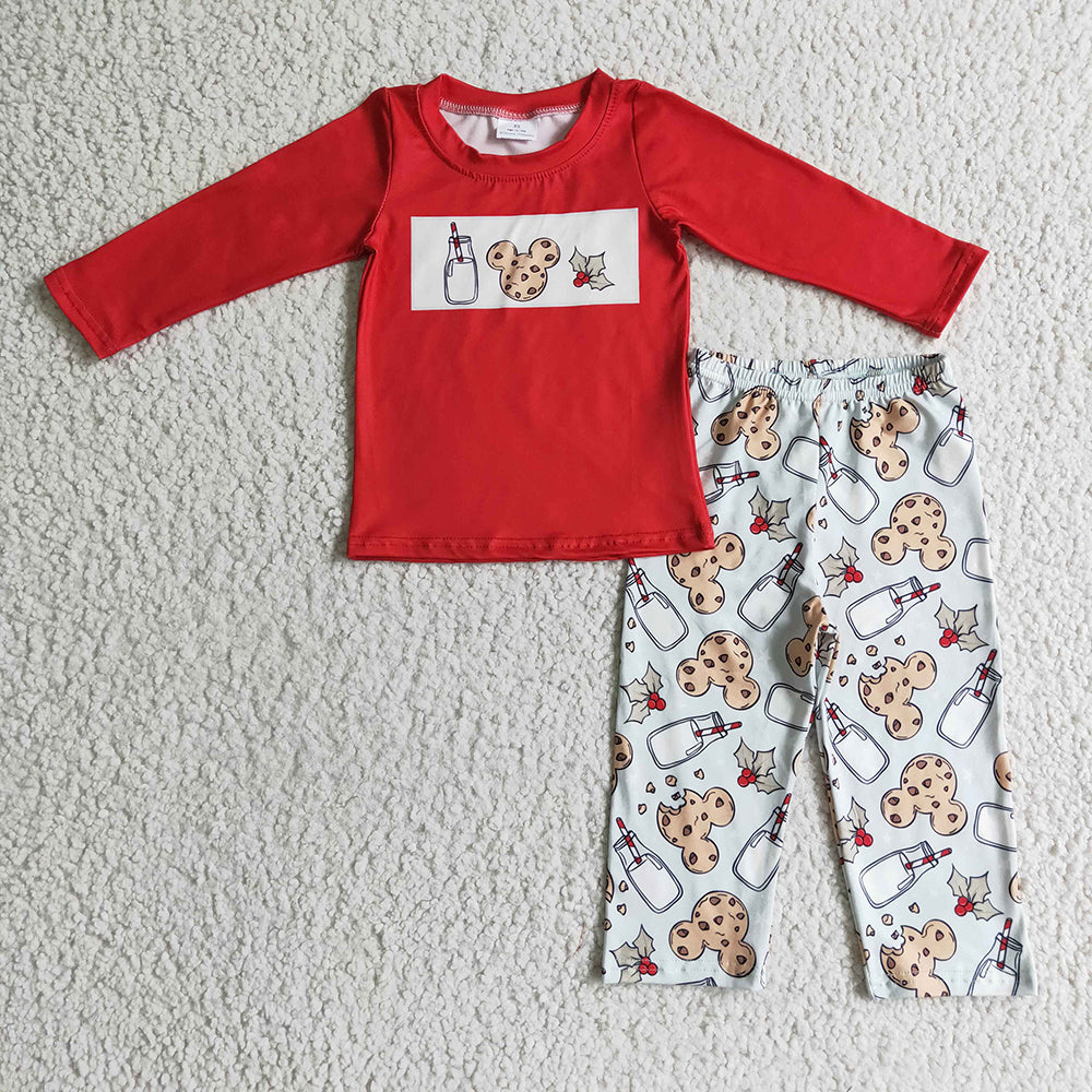 Baby Boys Christmas cookie milk pajamas pants sets