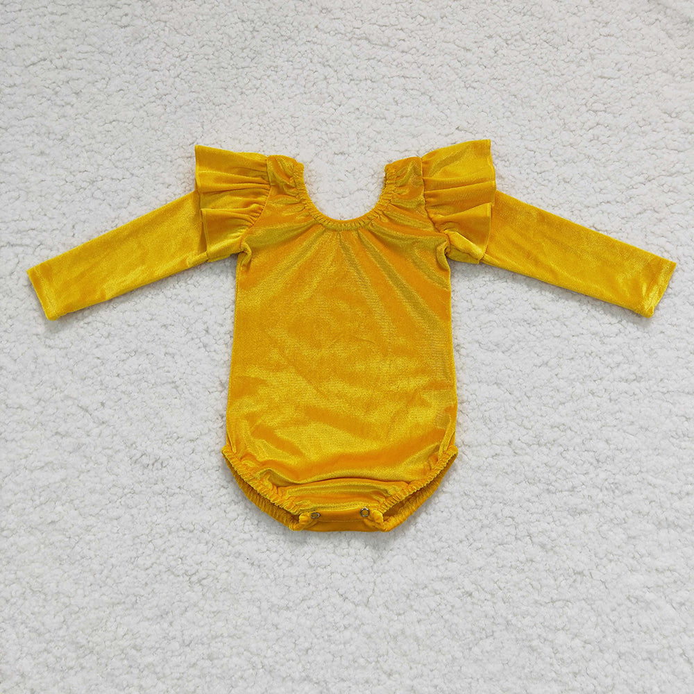 Baby girls Golden Velvet Long Sleeve Leotards Rompers