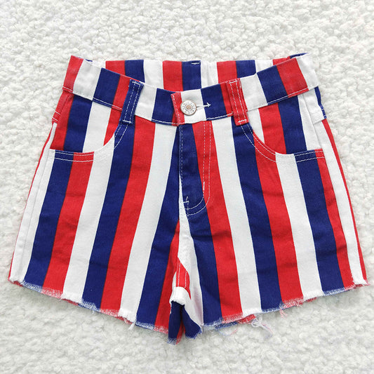Baby Girls 4th Of July Stripe Denim Shorts