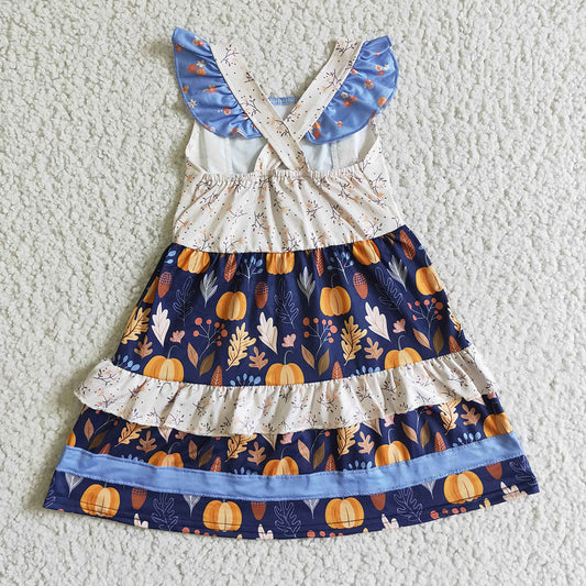 Baby girls pumpkin strap ruffle dresses