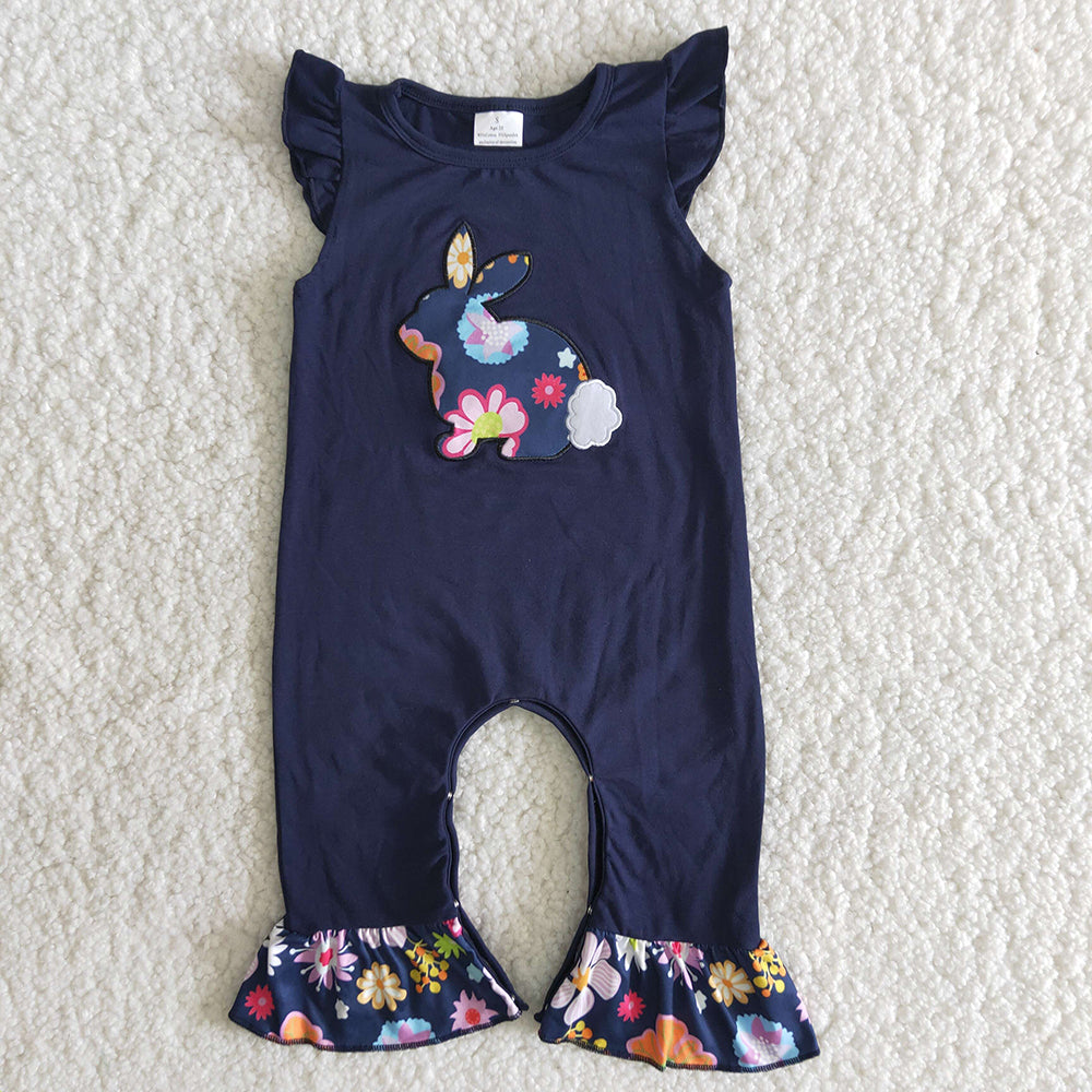Easter navy bunny rompers
