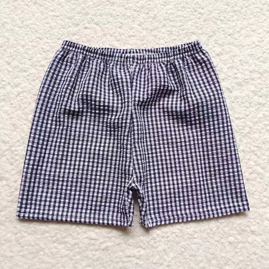 Baby Boys Navy Plaid Seersucker Fabric Shorts