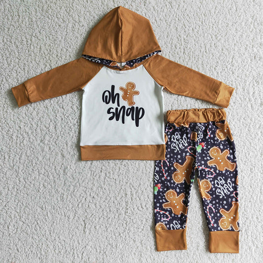 Baby Boys Oh Snap Christmas hoodie pants clothes sets