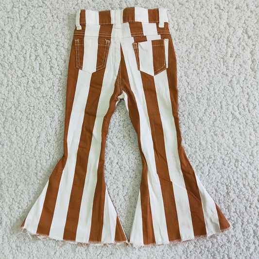 Dark Orange Stripe Bell Jeans Denim Pants