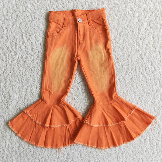 Orange bleached denim pants Jeans