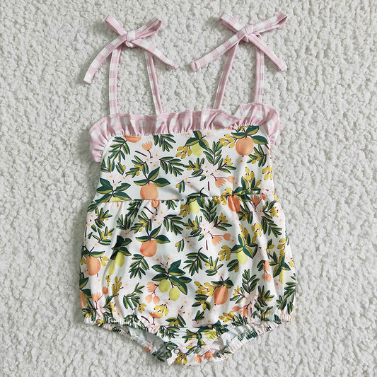 Baby girls peach summer strap rompers