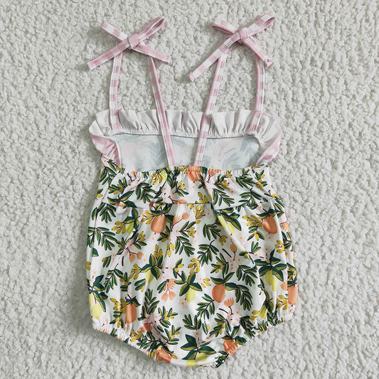 Baby girls peach summer strap rompers