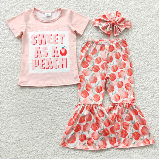 Baby Girls Sweet As A Peach Bell Pants Sets