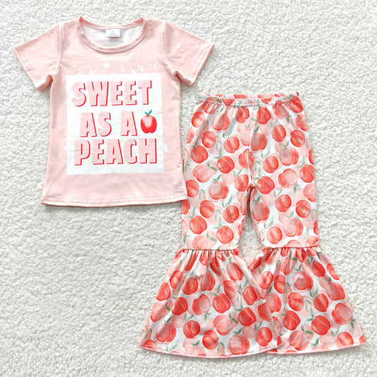 Baby Girls Sweet As A Peach Bell Pants Sets